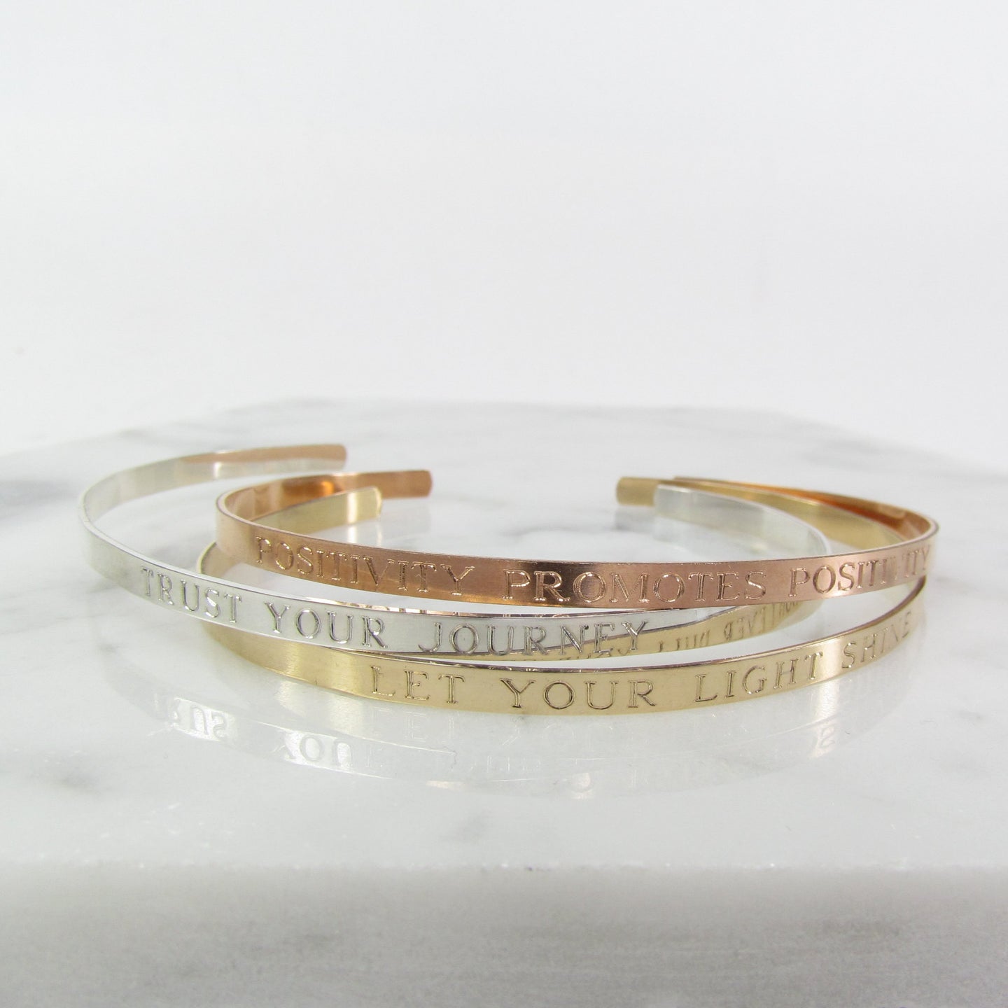 Engraved Cuff Bracelet | Custom Mantra + Inspirational Quote | Rose, Gold Filled or Sterling Silver